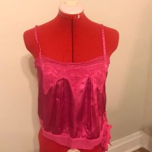 Guess bright pink silky bohemian top